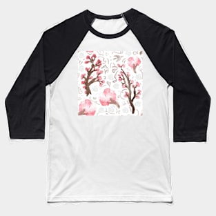 Watercolor Cherry Blossoms Baseball T-Shirt